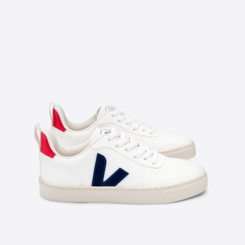 Veja V-10 CWL Kids Trainers White/Navy/Red UK 47657